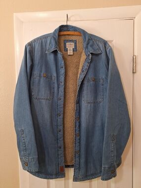 L.L. Bean Men's 1912 Heritage Sherpa-Lined Shirt Jacket with Tan Lining Size s